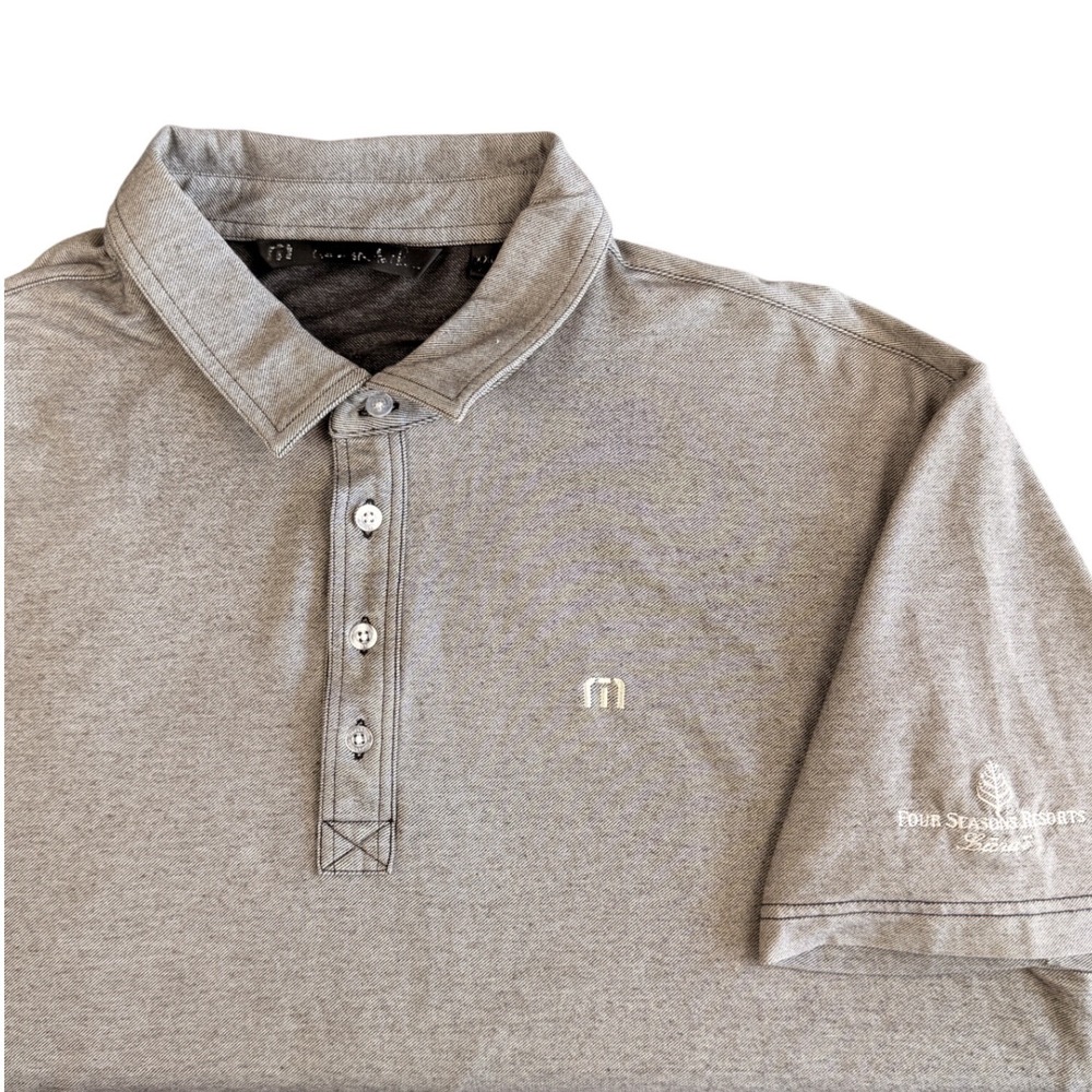 TravisMathew Mens Polo Shirt Heather Grey Four Seasons Lanai Logo Size XXL